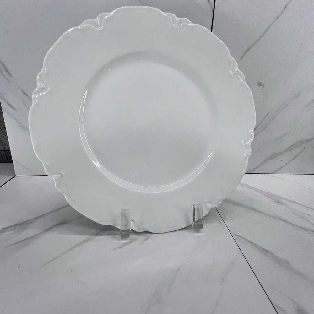 Haviland Limoges Ranson All White Dinner Plate, Antique Schleiger 1, 9 3/4" MINT